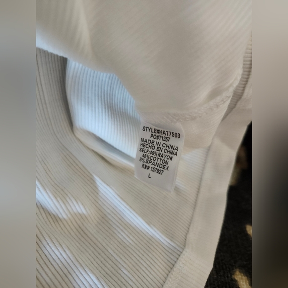 Sale🎃 La Miel Cotton Spandex White Ribbed Women's Top Active Wear Cozy Layer - Picture 3 of 3